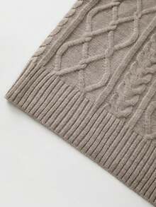 FOR BEAUTY 秋冬圆领加厚长袖宽松女式毛衣，新款休闲罗纹保暖纯色简约套头衫，日常百搭圣诞新年针织上衣 - 咖駝色 - 查看 6