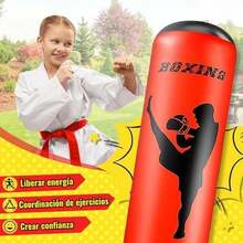 Saco de Arena Hinchable para niños,Saco de Boxeo Plegable y reabrible,Adecuado para Karate,Taekwondo,como Regalo para niños y niñas - rojinegro - Ver 5