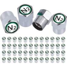 STAYOUNG 50PCS Tapones de Válvula - Tapones Antipolvo para Válvulas de Neumáticos, Latón Cromado, con Símbolo de Nitrógeno N2, para Coches, Motos, Bicicletas y Vehículos Eléctricos (Plateado) - 1 - Ver 8