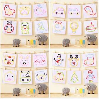 6 delar sömnadskit med djurfilt | Nybörjarpysselset med nålar, trådar och broderimönster, slitstarkt polyestertyg för väggdekor, väskberlocker, ornament, banderoller, festliga heminredningsdetaljer