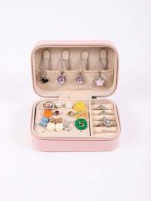 1 Pc, Medium Jewelry Storage Box, Portable Zipper Travel Jewelry Storage Box, Gift Box For Women, Multifunctional Jewelry Display Stand For Rings, Pendants, Earrings, Necklaces, Etc. - Suitable Gift Boxes For Girls And Women, Halloween Gift Boxes, Christmas Gift Boxes.