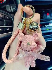 Llavero de peluche de oso, colgante de mochila de oso de peluche 3D de dibujos animados, regalo para mujeres - Multicolor - Ver 5