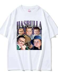 JRJZ T-Shirt For Men King Fighting Meme Essential T-Shirt Fan Gift Mini Khabib Blogger Summer T-Shirts For Men Fashion - 白色 - 查看 1