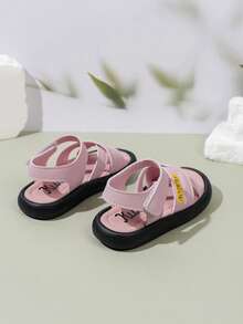 1双2026款休闲百搭魔术贴凉鞋，软底防滑新款儿童凉鞋，适合小学生，露趾设计，耐脏 - 粉色 - 查看 2