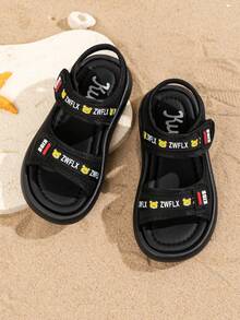 1双女童露趾凉鞋，软底，时尚韩版公主风学生可爱百搭夏季凉鞋 - 黑色 - 查看 2