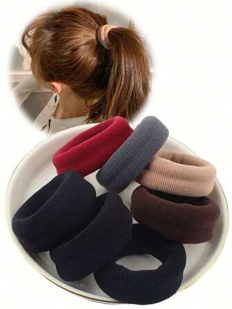 10 piezas Bandas elásticas de nailon grueso y sin costuras para el cabello de mujer, bandas elásticas anchas para el cabello, coleteros de scrunchie grandes, accesorios para el cabello, cuerda para el cabello, coleteros, atuendo de gimnasio y deporte