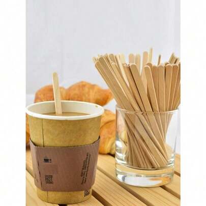 100pcs Wooden Coffee Stirrers, Daily Round End Disposable Stirring Stick School Supplies Back To School