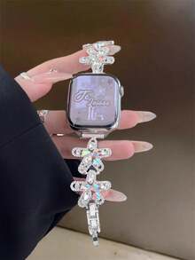 Dopamine Colored Diamond Bracelet Strap Compatible With 38/40/41/42/44/45/46/49mm, Compatible With Apple Watch Strap Ultra/Se10/9/8/7/6/5/4/3/2/1 - White Color - View 6