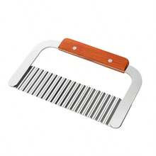 Faca Corte Batata Ondulada Legumes Cozinha Aço Inox Chips - Prata - Visão 6