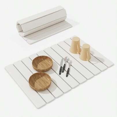 1pc Foldable Silica Gel Absorbent Mat - Multipurpose Kitchen Dish Drying Mat, Sturdy With Anti-Slip Design. Also Suitable As Bathroom Countertop Coaster, Splash Guard, Quick-Drying Home Decor, Great Mother's Day Gift.