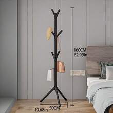 1pc Modern Tree-Shaped Coat Rack - Freestanding Floor Hanger With Sturdy Triangular Base, Durable Plastic Material, Lightweight 360° Rotating Hooks, Space-Saving Entryway, Bedroom, Living Room Home Organizer, Scandinavian Minimalist Single Rod Bedroom Clothes Hanger, Easy Assembly For Home, Office, Hotel, Black/White 6/9 Hooks Available, Multi-Functional Storage, Suitable For Apartment Living - Multicolor 2 - View 11