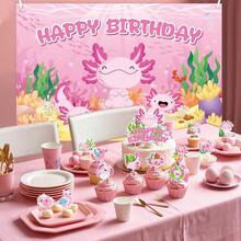 DPink Axolotl Birthday Party Decorations Axolotl Party Plies Including Banner Cake Toppers Table Centerpieces Balloons For Axolotl Birthday Party B - 粉色 - 查看 5