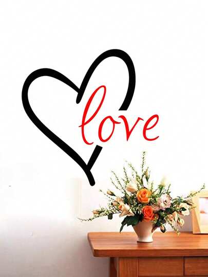 BIBITIME 大爱心贴纸 爱心玫瑰墙贴 情人节情侣装饰 卧室儿童房乙烯基艺术壁画