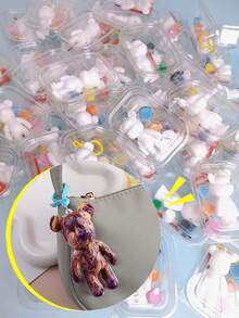 أنماط عشوائية DIY دب سائل جرافيتي سلسلة مفاتيح، للحقائب والحقائب الظهرية ومفاتيح السيارة، للتفاعل بين الوالدين والأطفال، لإطلاق العنان للخيال، مناسبة لعيد الميلاد وعيد الحب والعودة إلى المدرسة والعام الجديد وعيد الشكر والعيد الوطني وحفلات الزفاف هدايا صغيرة