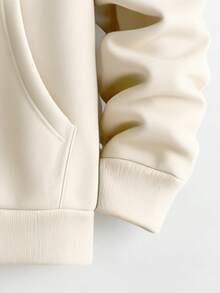 男士纯色套头衫，保暖连帽卫衣，适合秋冬季节穿着，长袖保暖，米色连帽衫，适合秋冬季户外运动，可作为礼物送给朋友、丈夫、男友，男女通用款 - 杏色 - 查看 6