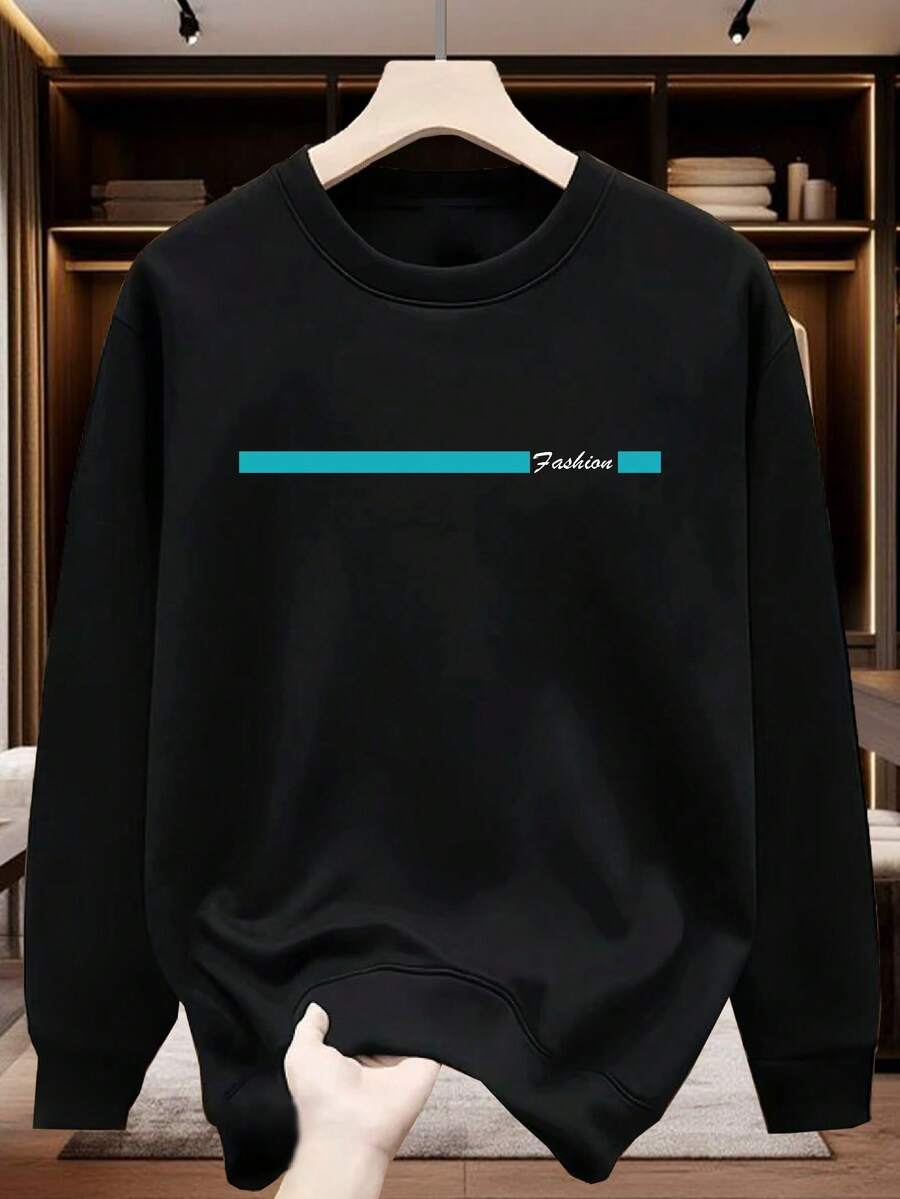Fast fashion Hoodies | Men's Hoodies | Men's Crewneck Sweatshirt | Fashion Line Design Print Pattern | Made with fleece-lined fabric, suitable for keeping warm in winter | Men gifts | Gifts for - Negro - Ver 1