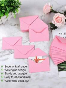 100pcs/50pcs/20pcs/1pc Kraft Paper Mini Envelopes, Brown Kraft Paper Envelopes Suitable For Gift Cards And Business Cards [4.1 Inches X 2.8 Inches] - Pink - View 6