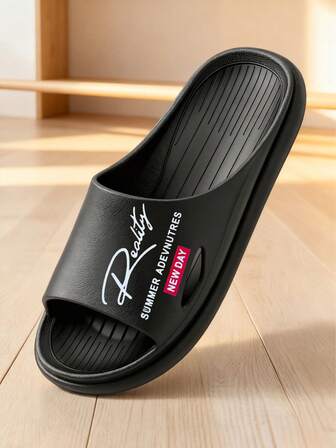 Simple And Stylish, Optimized Cartoon Print With Letters, Korean-Style Women's Slippers. Suitable For Students/Men/Women/Families, Office/Bathroom/Home/Hotel/Apartment/Travel/Indoor/Outdoor/Dormitory