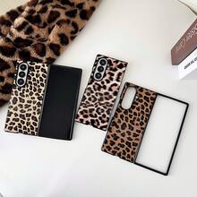 Cheetah,Leopard Print Chic Leopard Print PU Leather Phone Case Compatible With Samsung Galaxy Z Fold7 Fold6 Fold5 Fold4 - Full Wrap Shockproof Cover, Glamorous Statement Design With Fashion Edge - Dusty Pink - View 9