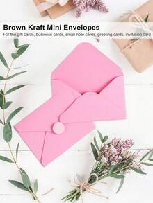 100pcs/50pcs/20pcs/1pc Kraft Paper Mini Envelopes, Brown Kraft Paper Envelopes Suitable For Gift Cards And Business Cards [4.1 Inches X 2.8 Inches] - Pink - View 7