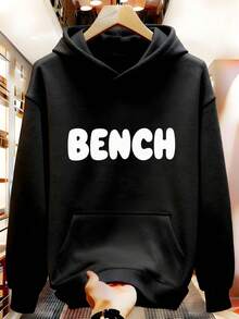 Nueva sudadera con capucha de color sólido impresa para primavera, otoño e invierno, estilo suelto para hombres RGAK - Negro - Ver 1