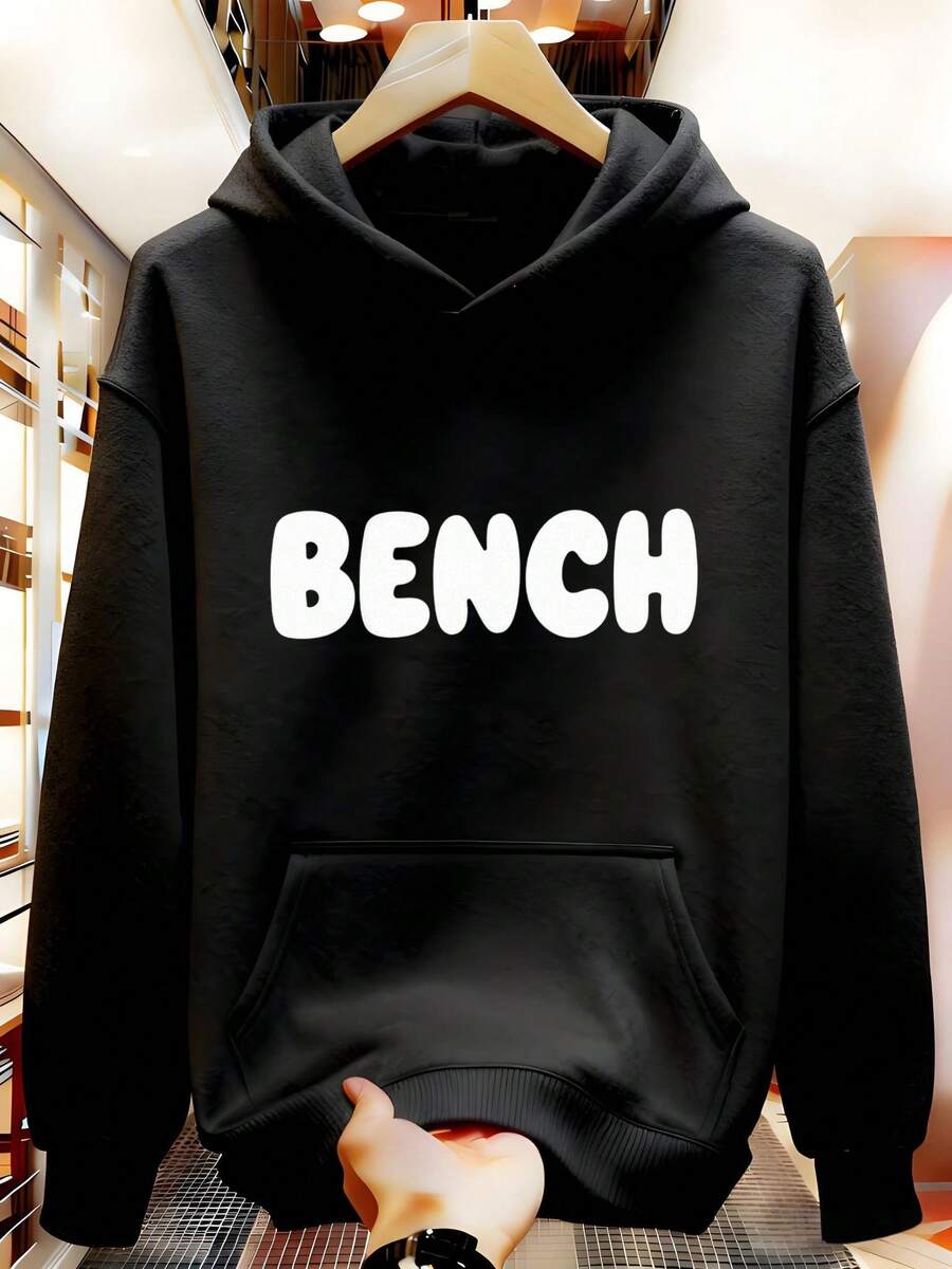 Nueva sudadera con capucha de color sólido impresa para primavera, otoño e invierno, estilo suelto para hombres RGAK - Negro - Ver 1
