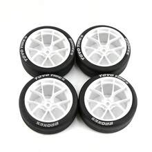 4条65mm轮胎，专业级光滑漂移轮胎，适用于漂移车、赛道遥控漂移车、公路赛车，12mm六角轮毂，耐用橡胶材质，兼容田宫TT01、TT02、XV01、PTG-2、京商、HPI、SHP等遥控车升级配件