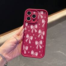 La carcasa del teléfono anti - caída simple y de moda está hecha de material tpu con un patrón de lazo para iPhone 17, 16, 15, 14, 13, 12, 11 Pro / air / xR / XS y samsungs25 / S24 / S23 / S22 / Fe / plus, que ofrece protección de amortiguación. Regalos para amigos y San valentín. - Negro - Ver 8