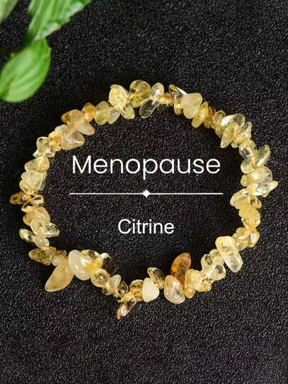 1pc Natural Citrine Bead Bracelet, Colorful Irregular Large Elastic Women's Bracelet