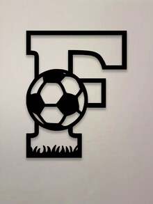 1 pieza Decoración de pared para exteriores, Logotipo inicial, Letra entrelazada de fútbol de metal, Decoración de arte de pared, Decoración de pared de metal clásica de fútbol, Material resistente, Calidad superior, Diseñado con un tema de fútbol, Adecuado para el hogar, la oficina, el dormitorio, la sala de estar, el jardín y otras escenas, Un regalo ideal para los fanáticos del deporte, Una decoración de logotipo de metal personalizada artística y moderna, Una excelente opción para regalos de inauguración de la casa, cumpleaños y días festivos, decoración de habitaciones, decoración de dormitorios, hogar - Multicolor - Ver 3