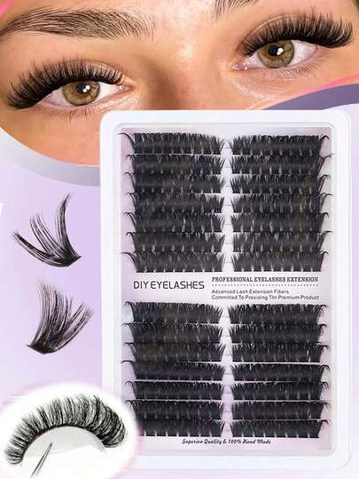 252 Bohemian-Style D-Curl Single False Eyelashes, Suitable For Both Eyes (Cat Eye Style), Can Be Used In Pairs (80/100D Single False Eyelashes) For DIY. Super Dense And Natural False Eyelash Extension Kit, Long-Lasting, Ultra-Lightweight And Soft, Reusable, Suitable For Beginners, Everyday Wear, Parties, Travel, And Christmas Occasions.