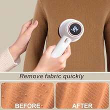 Quita Pelusa para Ropa Recargable, Removedor De Pelusa Electrico, Quitapelusas Electrico, Limpiador de Pelusa de suéter con 5 Cuchillas de Repuesto, Cepillo, Cable de Carga (Blanco) - / - Ver 7