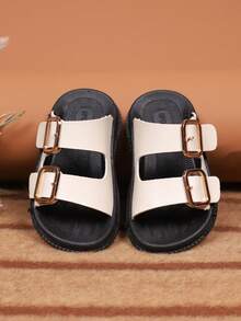 时尚休闲新款儿童凉鞋，学生夏季沙滩鞋，幼儿防滑软底鞋 - 米色 - 查看 3