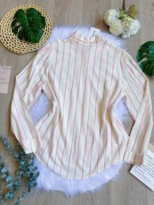 Women's Striped Button-Down Shirt, Casual, SP028 - 粉色 - 查看 6