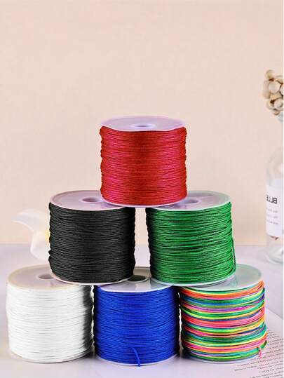 50 m/rouleau Cordon de nylon coloré de 0,8 mm, 72 brins de haute densité en soie artificielle, convient pour la fabrication de bracelets, de glands, de pendentifs et de bijoux DIY