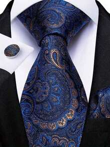 Men Tie Sets Classic Fashion Necktie Set With Cufflink Business Party - 綠色 - 查看 2