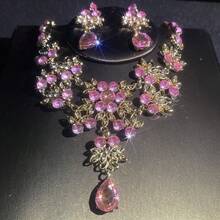 一套新娘宴会配饰，时尚奢华闪亮水晶首饰套装 - 项链、耳环，共3件 - 首飾套裝 - 查看 8