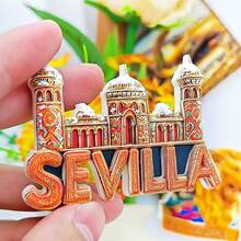1/2个树脂冰箱贴，西班牙旅游纪念品 - 巴塞罗那圣家堂、瓦伦西亚、塞维利亚、马德里、西班牙海鲜饭，家居装饰，办公室装饰，海岛度假装饰，卧室墙面装饰，磁性贴纸 - 彩色 - 查看 24