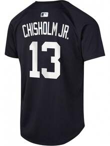 Jazz Chisholm Jr. New York   Camiseta de Jugador Alternativo para Niños y Jóvenes 8-20 Azul Marino - Blanco - Ver 8