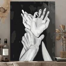 Arte de pared en lienzo de gesto abstracto plano 2D - Minimalismo retro moderno y pintura a mano, decoración elegante para oficina en casa, pieza única - Multicolor - Ver 8