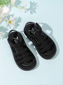 Girls' Open Toe Sandals, Soft Sole, Fashion Korean Style Princess Student Cute Versatile Summer Sandals - Black - View 5