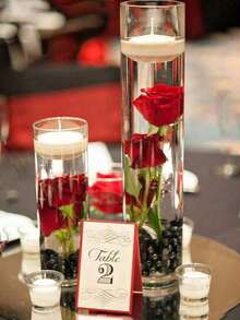 A Transparent Glass Candle Holder, Paired With Floating Candles On Water, White Floating Candles, And Cylindrical Glass Vases, Suitable For Valentine's Day Table Decoration, Artistic Flower Arrangement, Wedding Table Centerpiece, Interior Decoration, Valentine's Day Romantic Candlelight Dinner, Family Gatherings, Birthdays, Restaurants, Birthday Parties