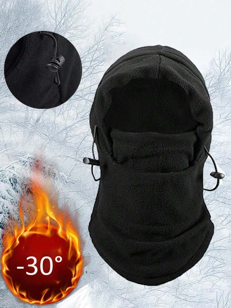 1pc Winter Warm Fleece Knitted Balaclava Hat, Unisex Outdoor Cycling Ski Mask Scarf Neck Warmer Windproof Cap - Multicolor - View 1