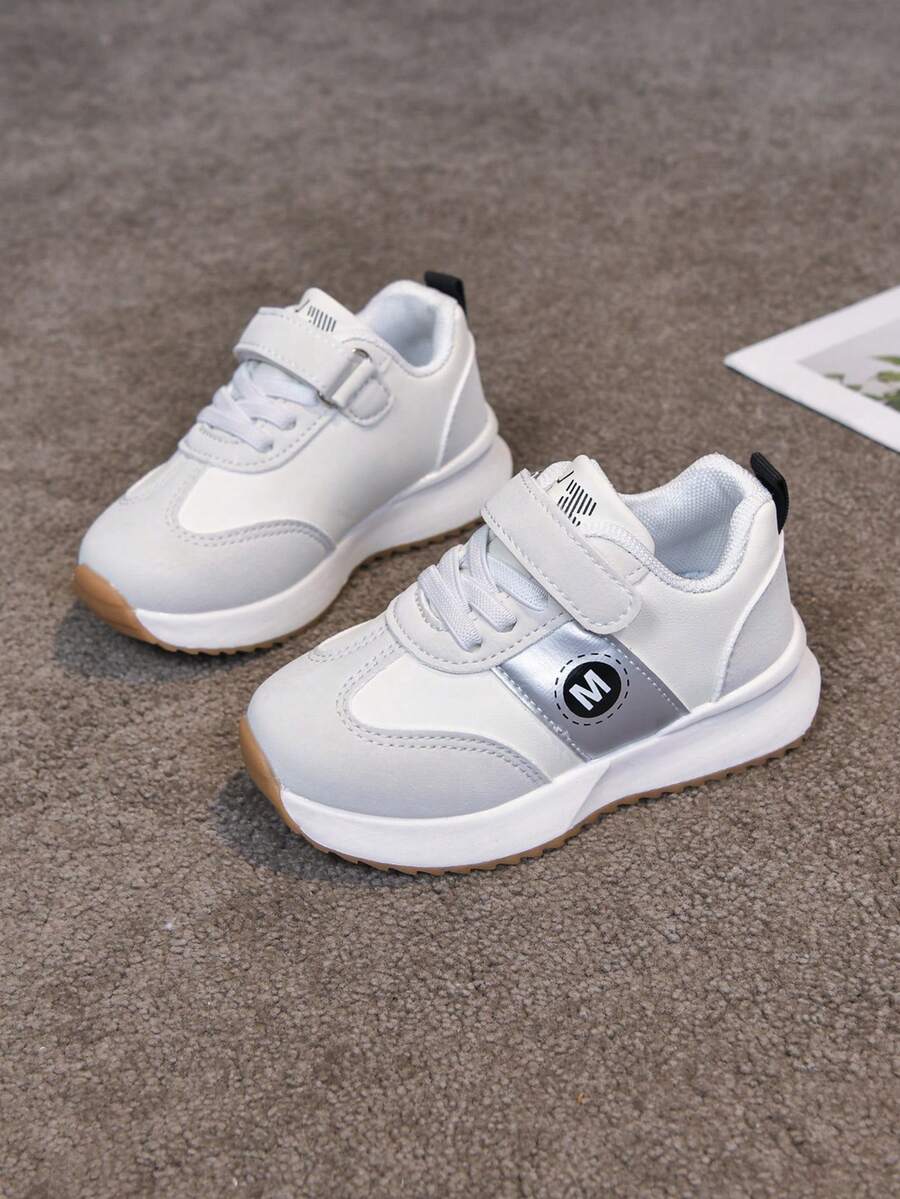 Spring New Kids Sports Shoes, Fashion Boys Casual Shoes, Hook And Loop Student Girls Running Sneakers - Beige - View 1