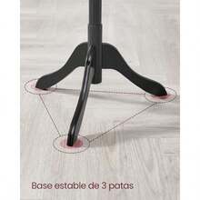 VASAGLE Perchero de Madera Maciza, 3 Alturas Ajustables, 47 x 47 x 175 cm, Ropa, Sombrero, Salón, Dormitorio, Oficina, MRCR04WTV2(Negro Retro) - Multicolor - Ver 5