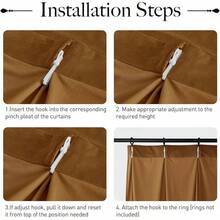 Olive Green Pinch Pleated Curtains 96 Inches Long, Thermal Insulated Window Drapes With Hooks, Soft Track System Panels Living Room, W38 X L96, 2 Panels, Home Decor - Gold Brown - 查看 7