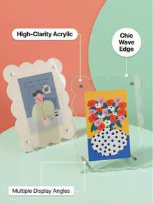 1个时尚亚克力相框，防刮擦，高清透明，适合家居装饰、摄影展示/桌面装饰，可放置于桌面，易于安装，照片可更换，多功能横竖展示相框，可重复使用。 - 彩色 - 查看 2