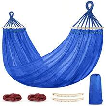 ASHASTHIP® Hamaca de Exterior super Suave y Transpirable Hecha Malla Nailon Resistente con Barras Madera para Interior balcon terraza jardin y Camping - como en la foto - Ver 5