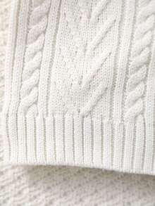 Baby Boy Solid Color Cable Knit Vest Sweater, Collegiate Style, Spring/Summer - White - View 6