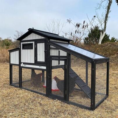 Outdoor Wooden Backyard 2-Story Hen House Chicken Run